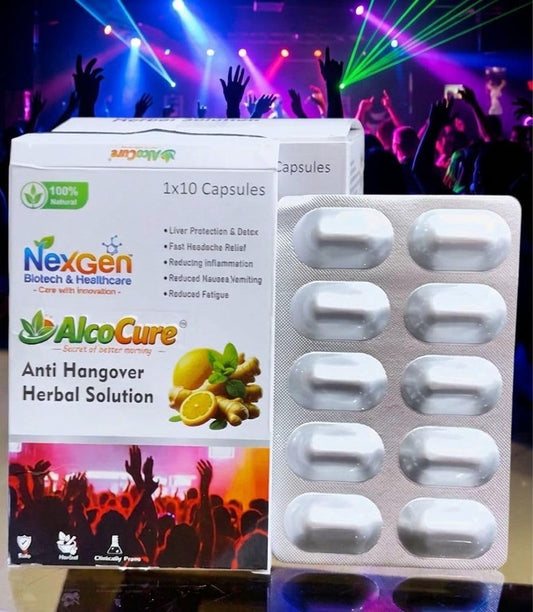 Anti Hangover Herbal Capsules for Liver Detox & Morning Recovery | Supports Headache Relief, Reduced Nausea & Fatigue | Ayurvedic Herbal Supplement | 10 Capsules