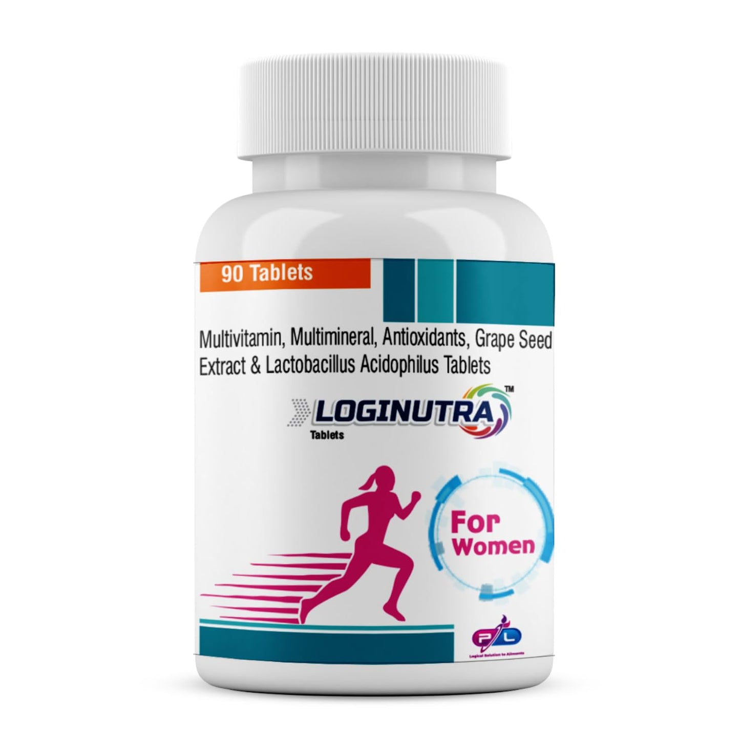 Loginutra Multivitamin Tablets for Women with Lactobacillus, Vitamin D3, Grape Seed Extract, Chromium, Biotin, Zinc & Antioxidants – Daily Immunity, Energy & Skin Health Support - 90 Veg Tablets