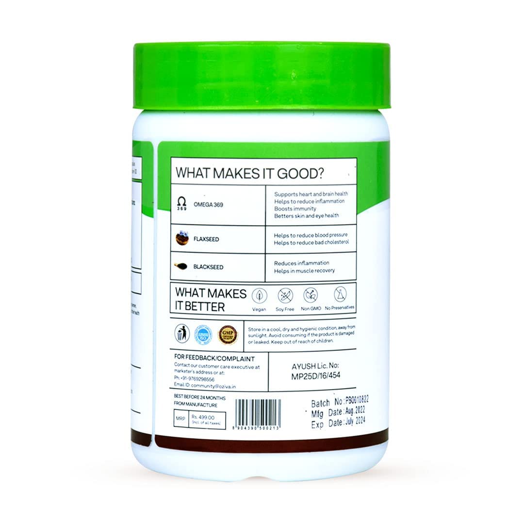 OZiva Magnesium Triple Complex 1100mg for Muscle, Sleep and Nerve Function | 60 Vegetarian Tablets & Plant Based Omega 3 6 9 Multivitamin Supplement for Men & Women, 60 Capsules