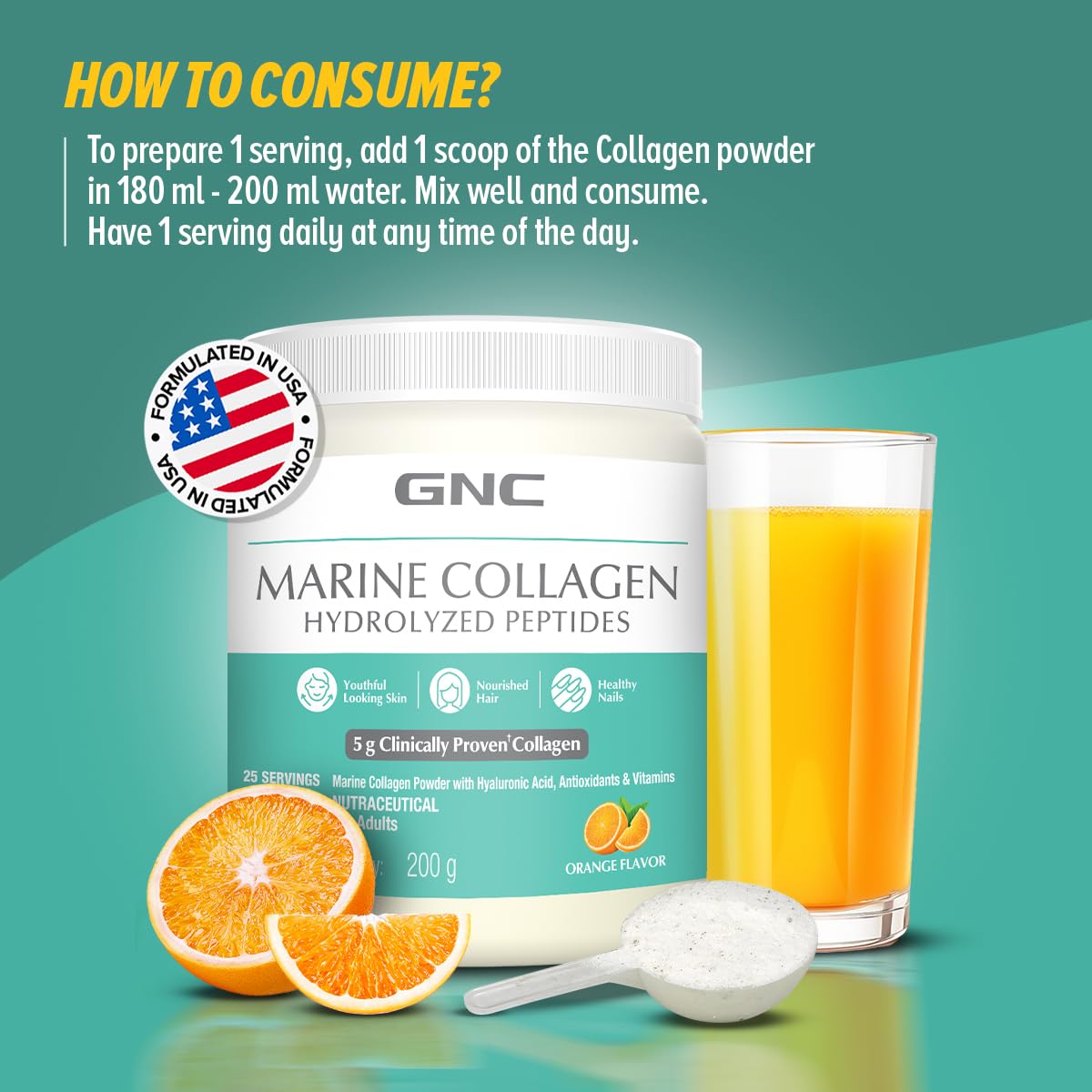 GNC Marine Collagen|200 Gm|Type 1 & Type 3 Collagen|Hydrolyzed Peptides |Hyaluronic Acid|Biotin |Vitamin C &E |Grape Seed Extract |Rosemary Extract |For Radiant & Youthful Skin,2 count,200 grams