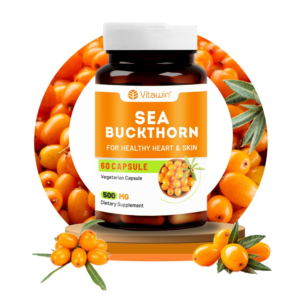 VitaWin Sea Buckthorn Capsules for Daily Wellness & Skin Nutrition – 500mg, 60 Veg Capsules