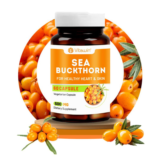 VitaWin Sea Buckthorn Capsules for Daily Wellness & Skin Nutrition – 500mg, 60 Veg Capsules