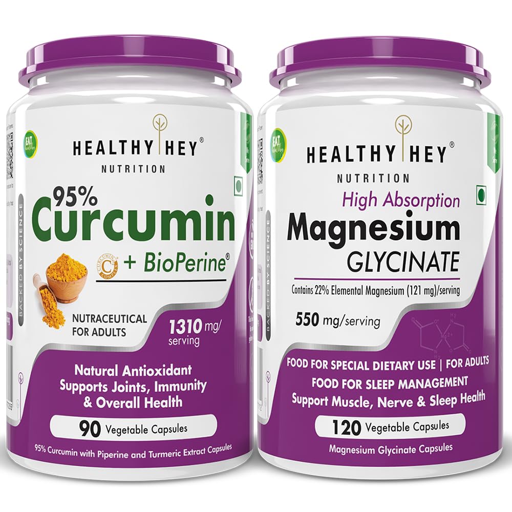 HealthyHey Nutrition curcumin 90 capsules & Magnesium glycinate 120 capsules