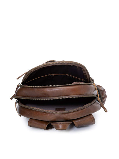 Teakwood Genuine Leather Backpack Laptop Bag For Men and Women(Brown)