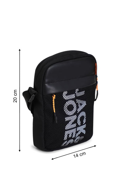 Jack & Jones Men's Polyester Black Mesh Detail Sling Bag