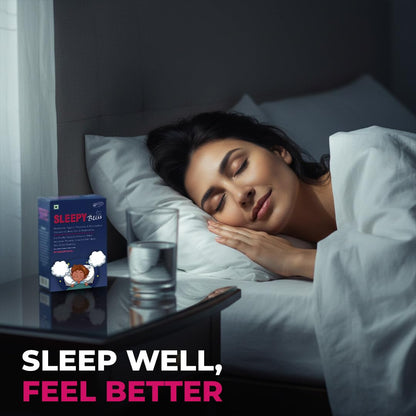 Sleepy Bliss Melatonin 10mg with Tagar Extract 100mg | Natural Sleep Aid Supplement for Men & Women | Deep & Restful Sleep | Non-Habit Forming | 30 Veg Tablets - Pack of 02