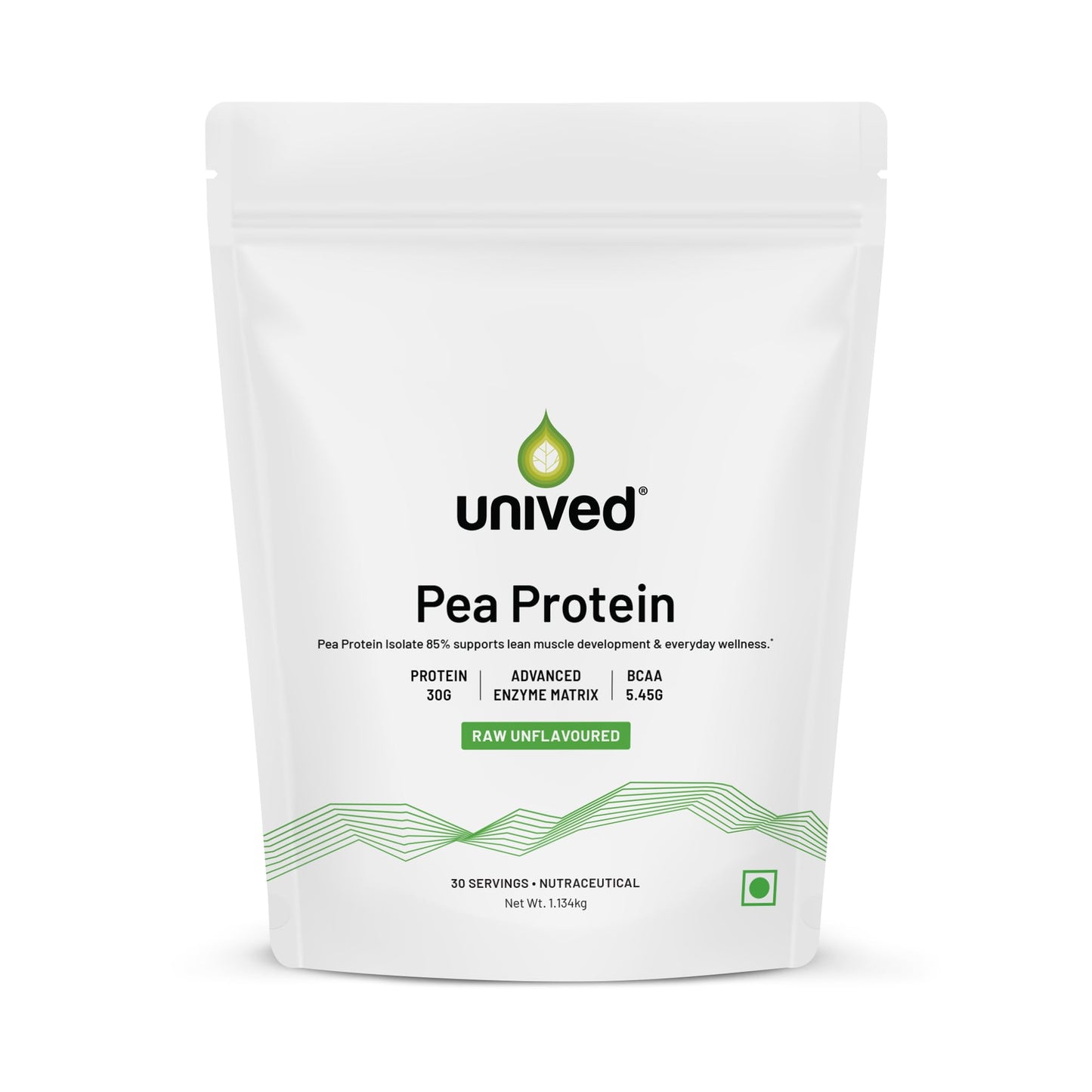 Unived Pea Protein Isolate with Advanced Enzyme Matrix, Plant-Based, BCAAs, Amino Acid, Lean Muscle Development, Non-GMO & Sugar-Free, Natural (Raw 30 Servings)