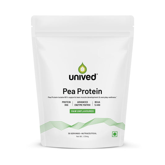 Unived Pea Protein Isolate with Advanced Enzyme Matrix, Plant-Based, BCAAs, Amino Acid, Lean Muscle Development, Non-GMO & Sugar-Free, Natural (Raw 30 Servings)