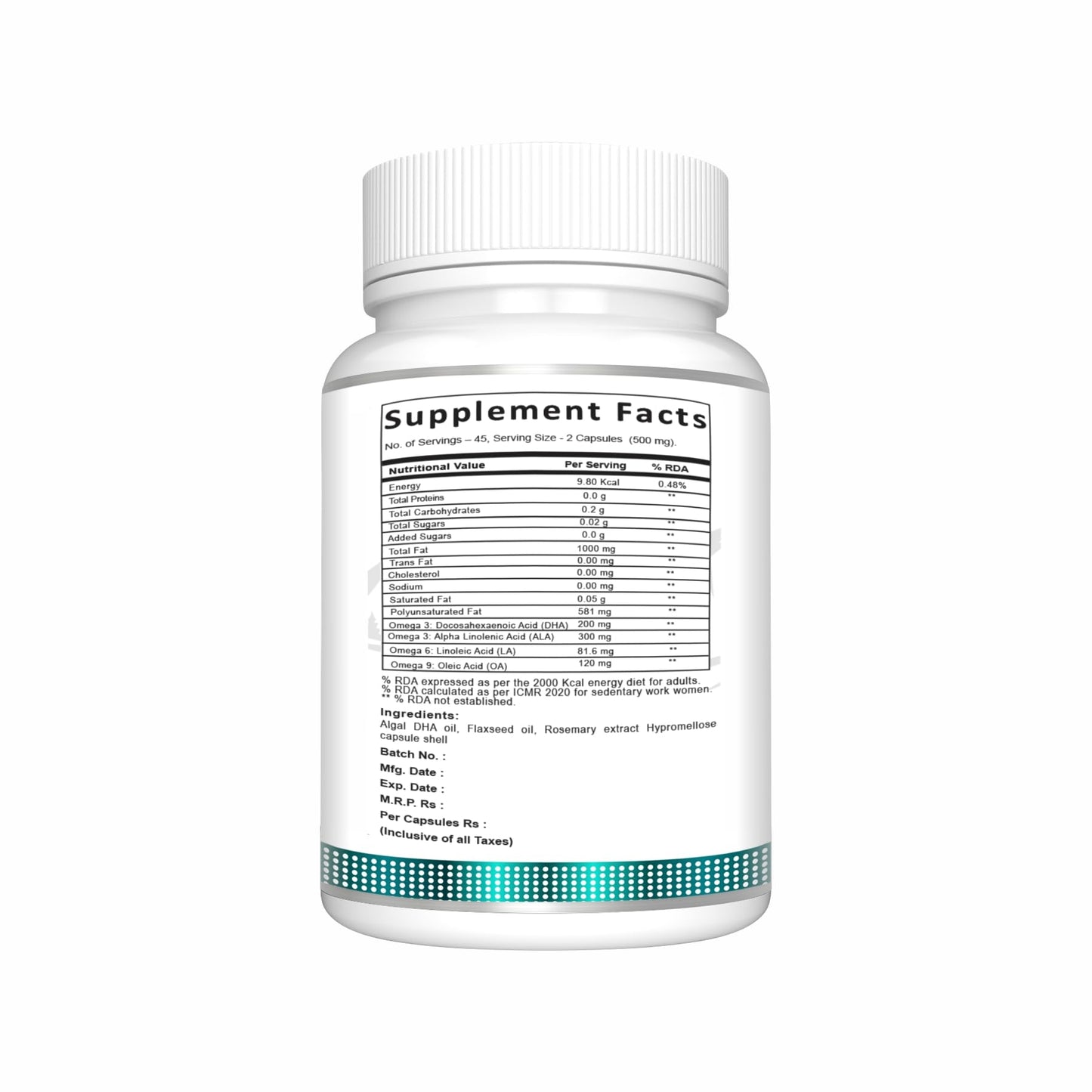 SwissLife Forever Plant Based Vegan Omega 3 6 9 with Algal DHA | Support Brain, Nerve, Heart & Immune Health | Healthy Skin for Men & Women (60 Capsules)