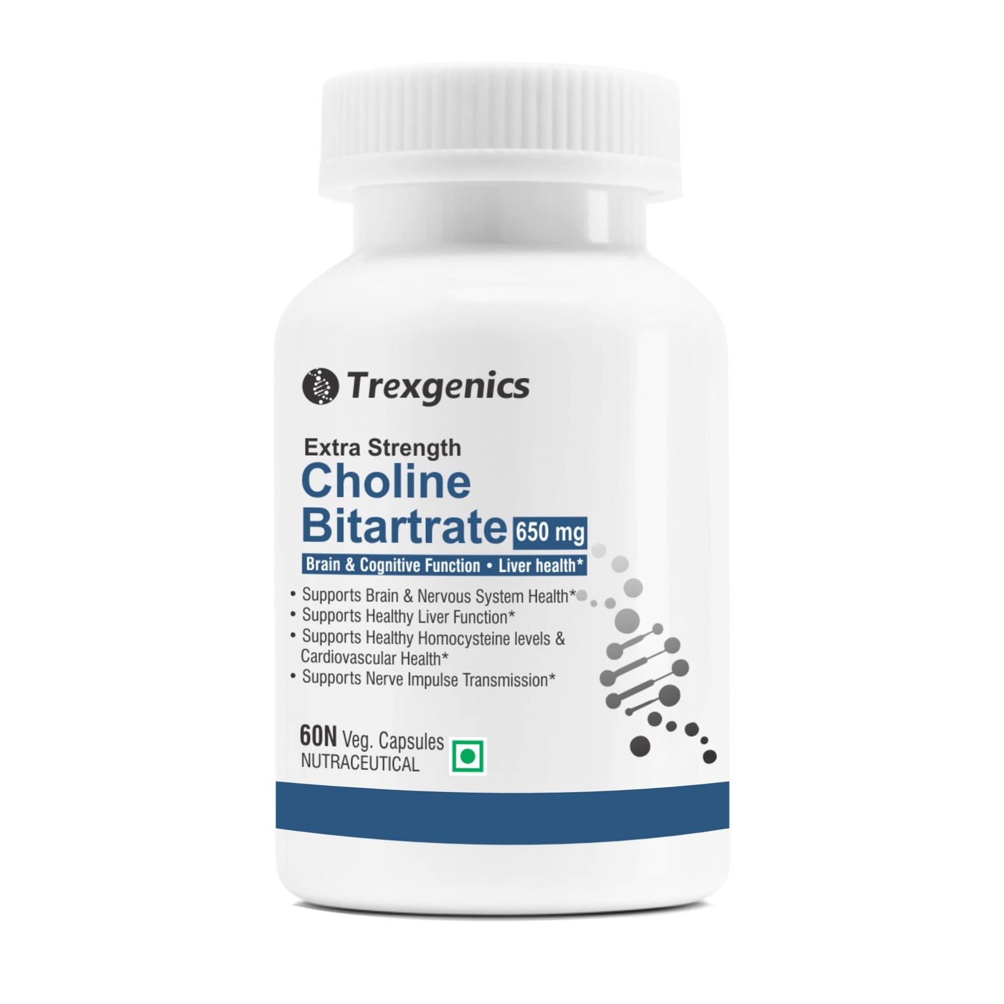 Trexgenics Choline Bitartrate 650mg Cognitive Function, Fat Metabolism, Brain &