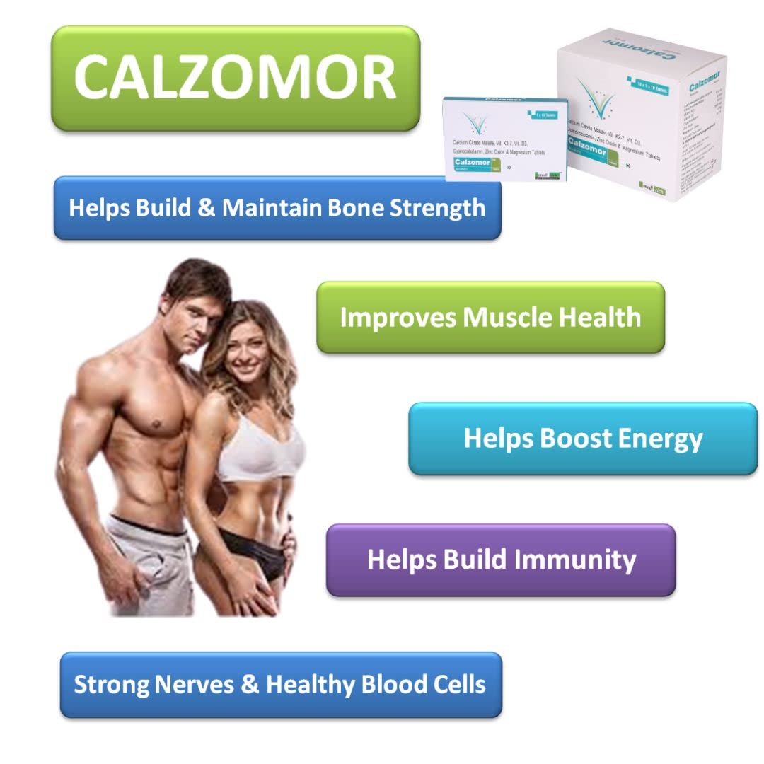 Calzomor | Calcium Magnesium & Zinc Tablets with Vitamin D3, Calcium Supplement for Women and Men, For Bone Health & Joint Support, 20 Tablets (Calcium tablets with Vitamin d)