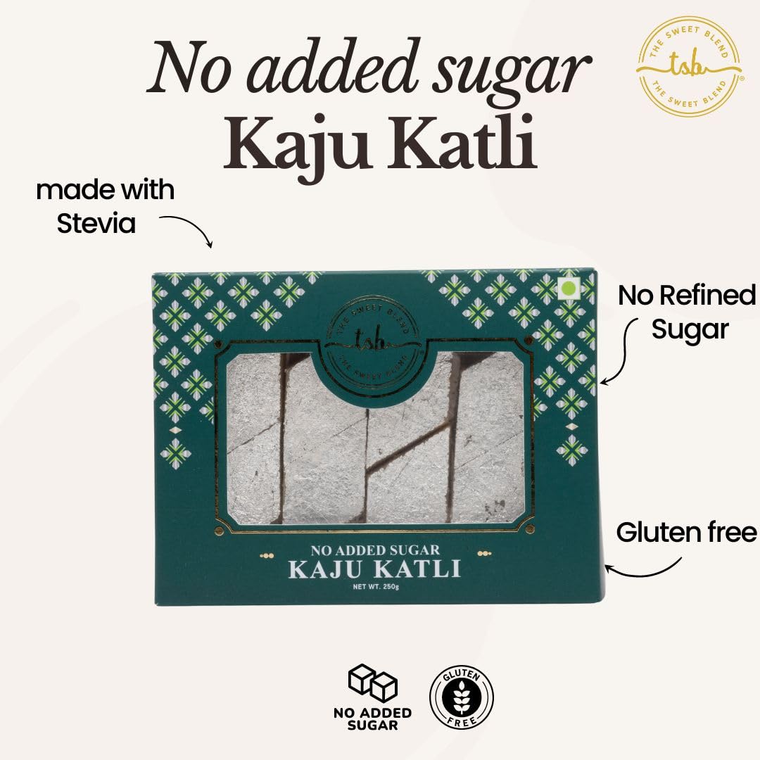 THE SWEET BLEND Sugar-Free Kaju Katli 250g | Gluten-Free Indian Mithai Sweetened with Stevia | Low Carb & Keto Friendly | Raksha Bandhan - Rakhi Gift