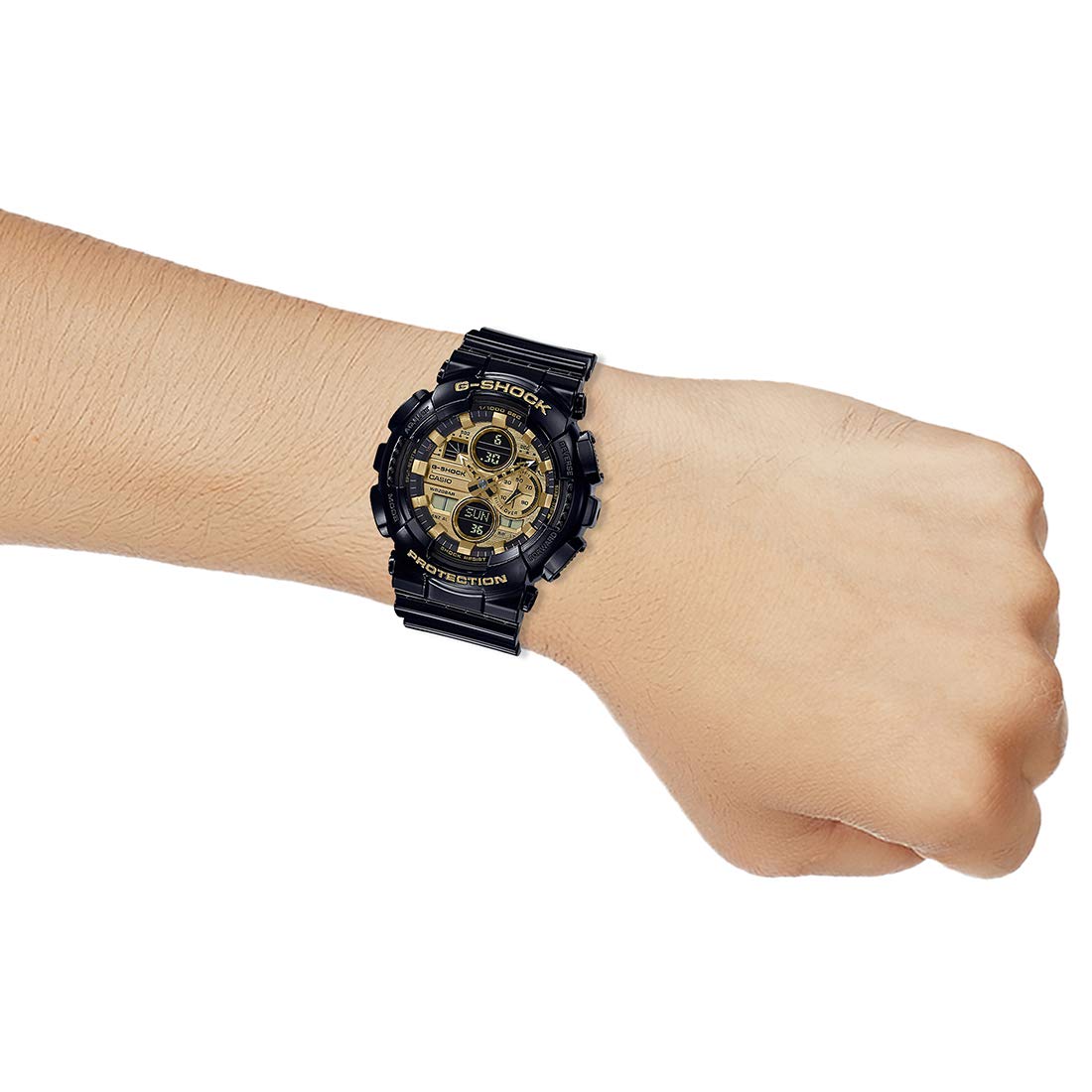Casio G-Shock GA-140GB-1A1DR Black & Gold Analog-Digital Dial Black Resin Strap Men's Watch Shock and 200M Water Resistant G1021