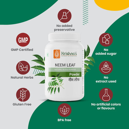 Krishna's Neem Leaf Powder - 100 g | Preservative Free | Natural Powder For Face, Skin & Hair Growth Pack