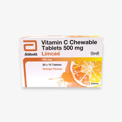 Limcee Chewable Natural Vitamin C Chewable Tablets 500mg || Tangy Orange Flavour || Boost Immunity || Supports Energy || Antioxidant || Skin Care || Men and Women -15 Tabs