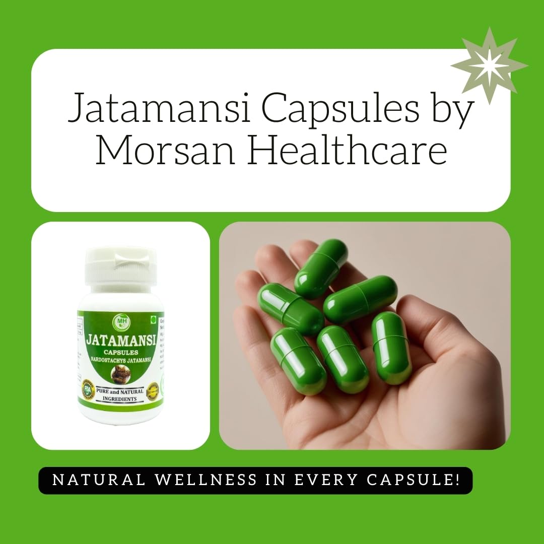 MORSAN HEALTHCARE | Jatamansi Capsules 500mg – 60 Count | Vegetarian | Plant-Based | Herbal Supplement | No Artificial Additives | Gluten-Free | Organic (pack of 1)
