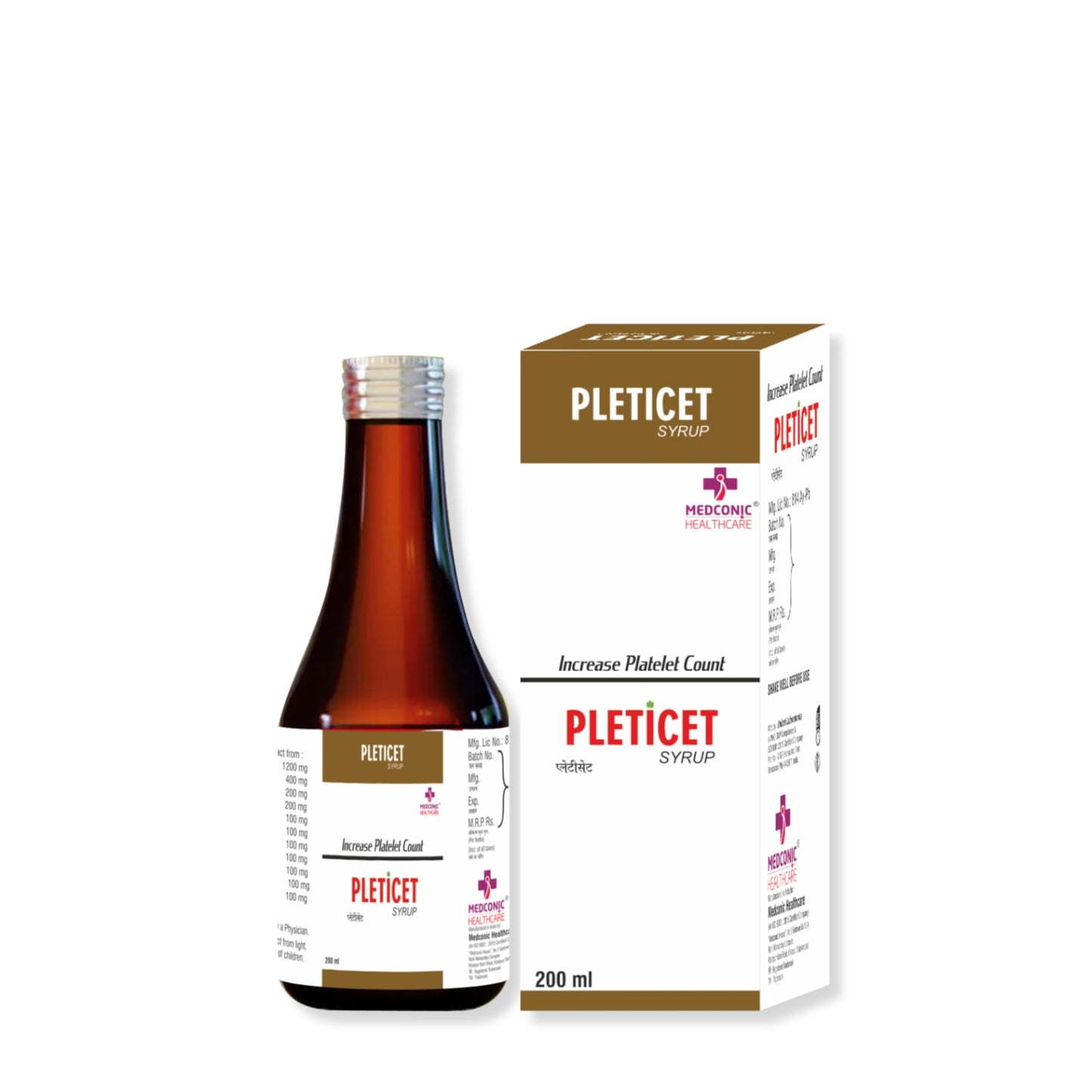 Medconic Healthcare Pleticet Syrup | Ayurvedic Digestive & Liver Support with Papaya, Mandukaparni, Aloe Vera & Giloy – 200 ml