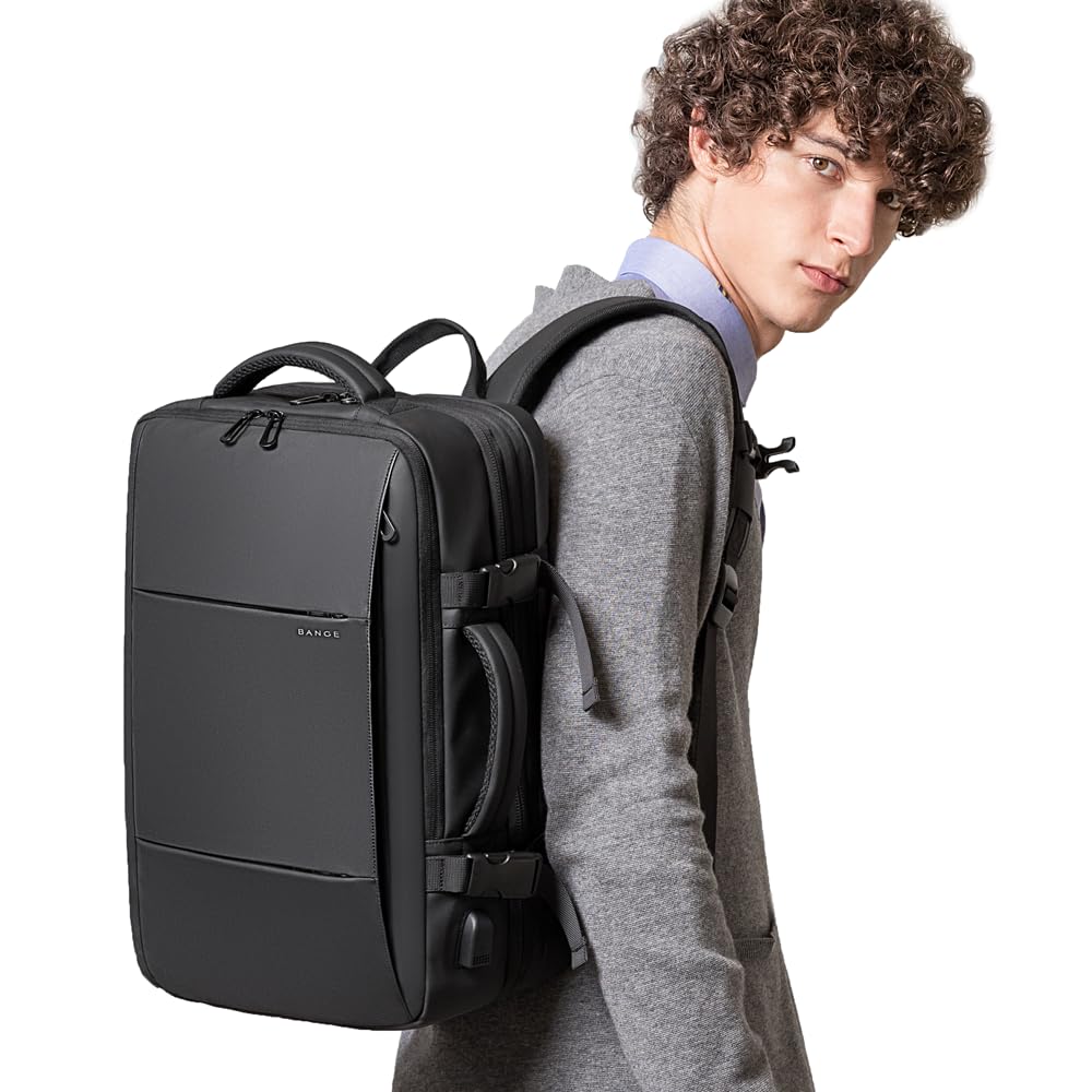 35-45L Carry On Backpack Weekender Travel Backpacks 17.3 inch Laptop Back Pack Business Expandable Bag for Men and Women, Black-45l, 45l, Backpack