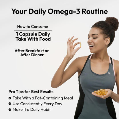 AIWO Ultimate Omega 3 Triple Strength Fish Oil Capsules for Men & Women, 1000 mg with 460 mg EPA & 380 mg DHA, 60 Softgels, Burp-Free Formula, Supports Heart, Brain, Joints & Eye Health