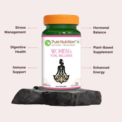 Pure Nutrition Women's Total Wellness Supplement | Supports Stress Management, Digestive Health, Enhanced Energy, Hormonal Balance, & Improved Immunity & Metabolism | 60 Veg Capsules