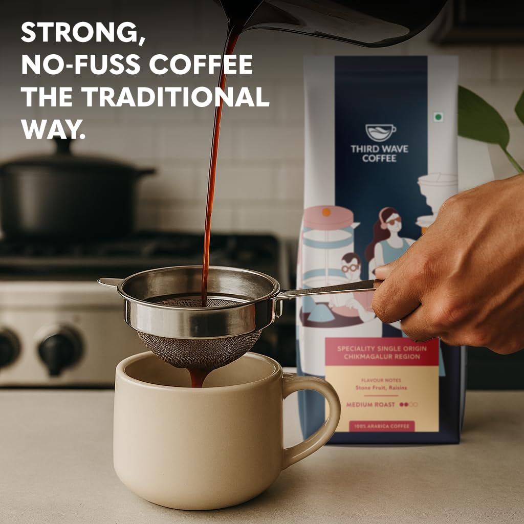 THIRD WAVE COFFEE | Speciality Single Origin Chikmagalur Region | 100% Arabica | Medium Roast | Channi | Coarse Grind | 250 grams | Pouch