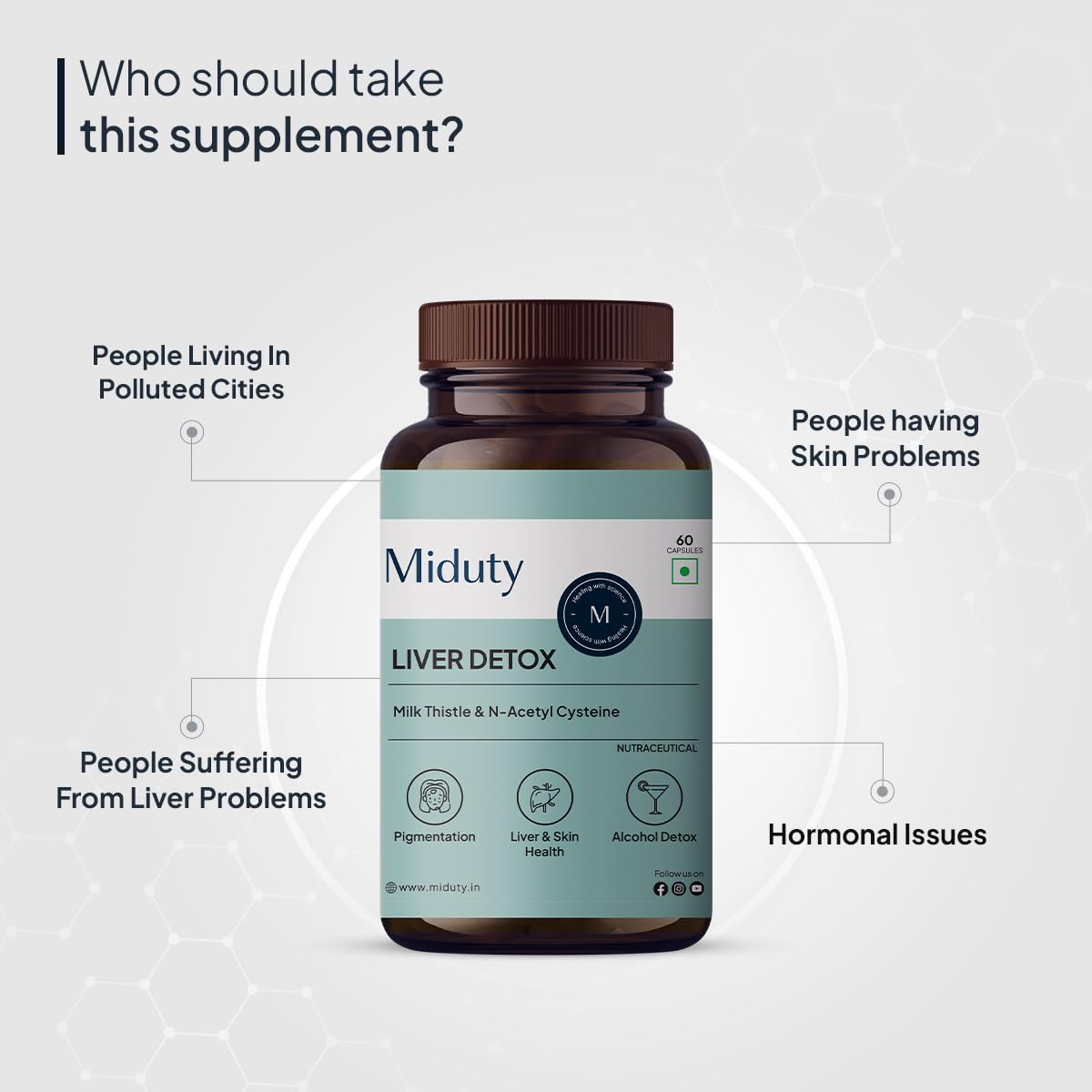 Miduty Palak Notes Liver Detox Supplement Milk Thistle Natural Body Detox & Digestive Enzymes- Fit Health Fatty Liver Care - Supports Fatty Liver, Natural Detoxification Formula - 60 Capsules