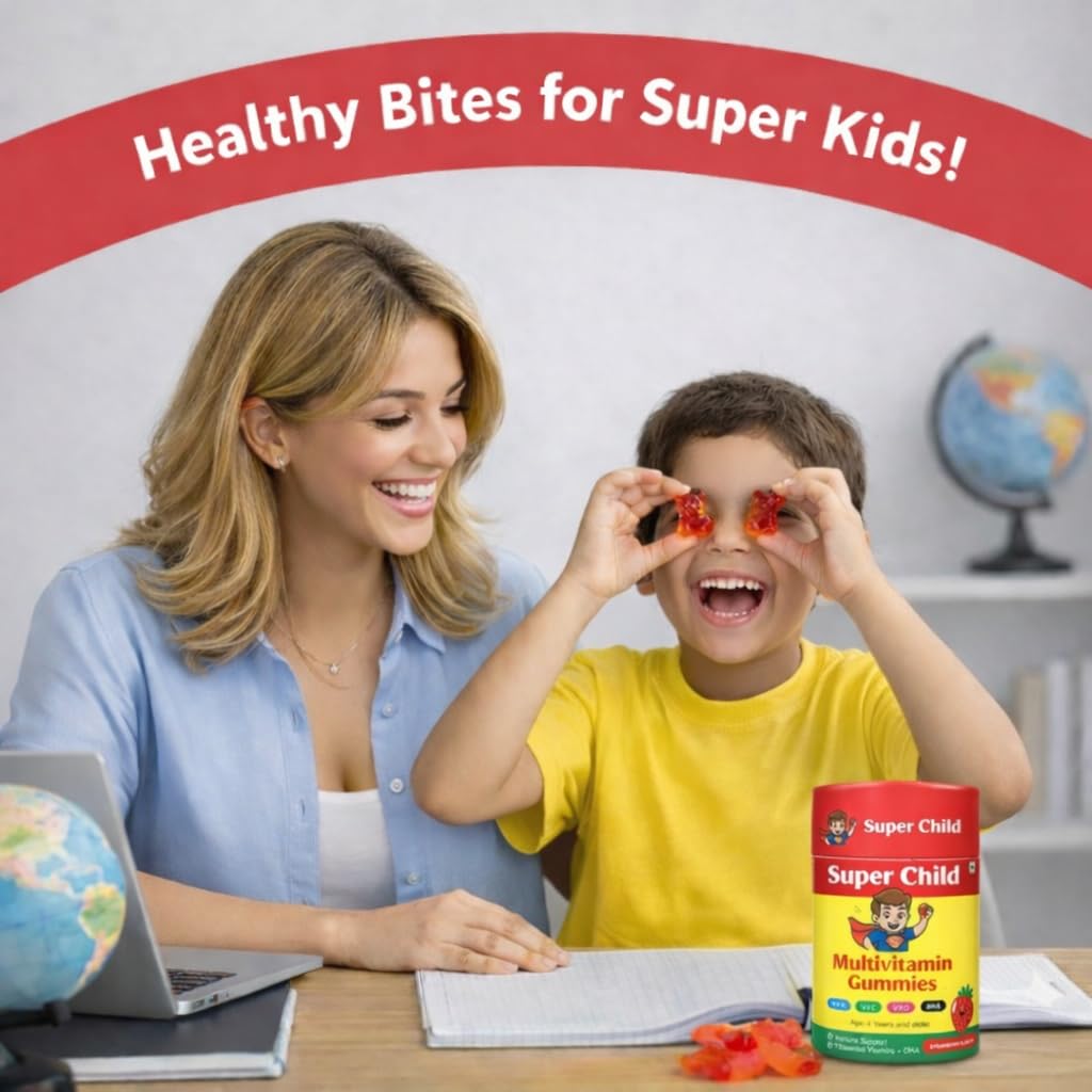 Kids Multivitamin Gummies with DHA | Supports Brain & Immune Health | Essential Vitamins & Minerals | Natural Strawberry Flavour | 30 Gummies | 4+ Years