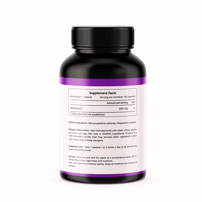 CITRUS NUTRACEUTICAL Resveratrol 500 mg Capsules | Powerful Antioxidant Support for Heart Health & Healthy Aging | Polyphenol Supplement (60 Veg Capsules)