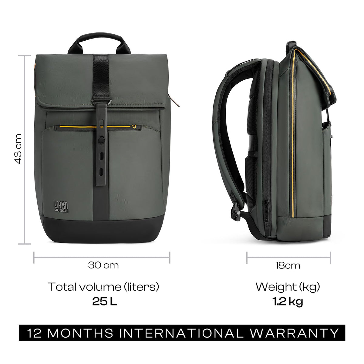 Urban Jungle by Safari The Venture 30L Laptop Backpack for Men and Women | 15.6 Inch Laptop & Tablet Sleeve | Water Resistant | Flat-Open Design | Office & Travel Bag | Premium Fabric | Olive
