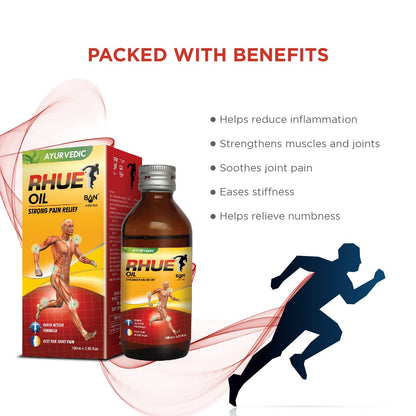 RHUE Strong Pain Relief Oil 100ml Pack of 2 | Ajwain, Mustard & Clove Oil Extract With Natural Herbs | Ayurvedic Massage Tel For Knee/Legs/Shoulder/Neck/Back & Joint | Ointment For Men & Women