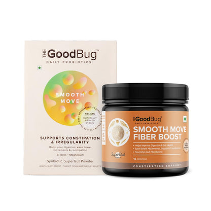 The Good Bug |Smooth Move |Probiotics +Fiber Boost| Pre & Probiotic Supplement for Men & Women |15 Days Pack,Powder