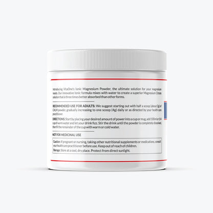 VITAONE Ionic Magnesium Powder 240g | High Absorption Magnesium Supplement for Muscle Function, Energy & Bone Support | Unflavoured, 60 Servings