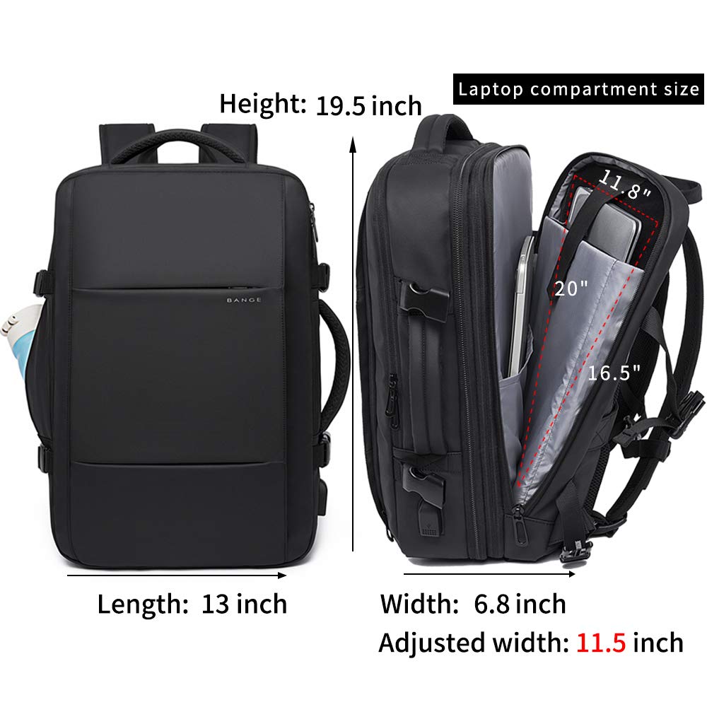 BANGE Travel Backpack, Carry On Backpack Durable Convertible Duffle Bag Fit for 17.3 Inch Laptop and Women, BLACK, LARGE-BLACK-45L, Business