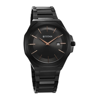 Titan Classic Slim Quartz Analog with Date Black Dial Stainless Steel S- image 5