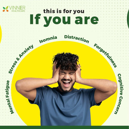 Vin-Stress Capsules | Ayurvedic Stress Relief & Sleep Support | Herbal Supplement with Ashwagandha, Shankhpushpi, Brahmi, Jatamansi, Tagar & More | 60 Capsules