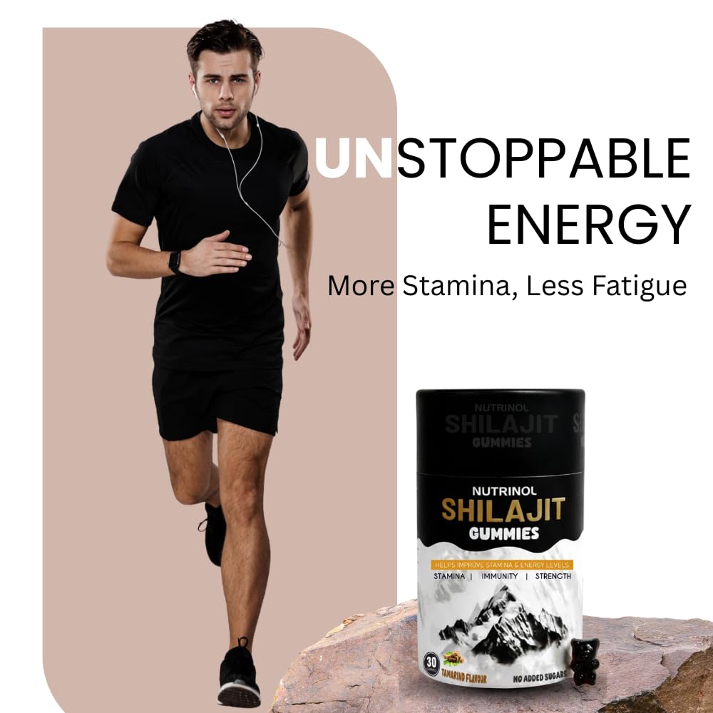 Knoll Healthcare Nutrinol Shilajit Gummies | Tamarind Flavour | No Added Sugar | 30 Gummies | Supports Energy, Strength & Daily Wellness