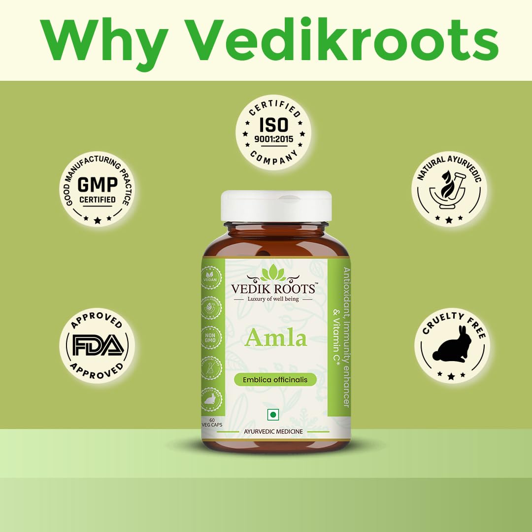Vedikroots Amla Capsules 60_ Organic Hair Growth & Vitamin C Herbal Sup- image 4