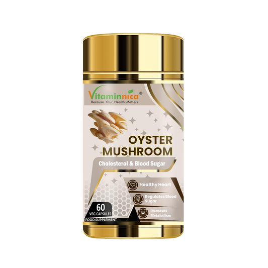 Vitaminnica Oyster Mushroom 500mg- 60 Vegan Capsules | Nootropics for Cholesterol & Blood Sugar Support