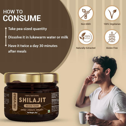 Nirvasa Pure & Original Himalayan Shilajit/Shilajeet Resin 2x20g | 100% Natural with 70% Fulvic Acid & 84+ Trace Minerals | Boosts Energy, Stamina, Strength & Immunity | 200-500 mg/ Serving – Pack of 2