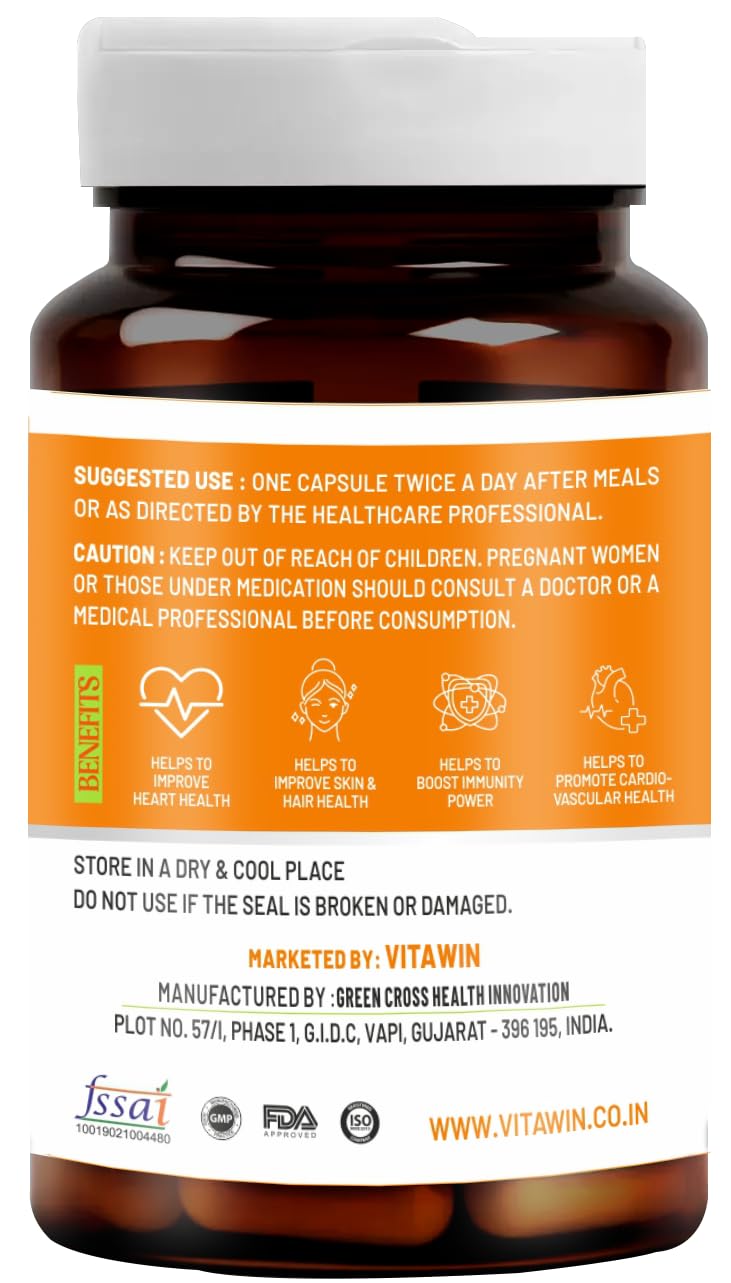 VitaWin Sea Buckthorn Capsules for Daily Wellness & Skin Nutrition – 500mg, 60 Veg Capsules