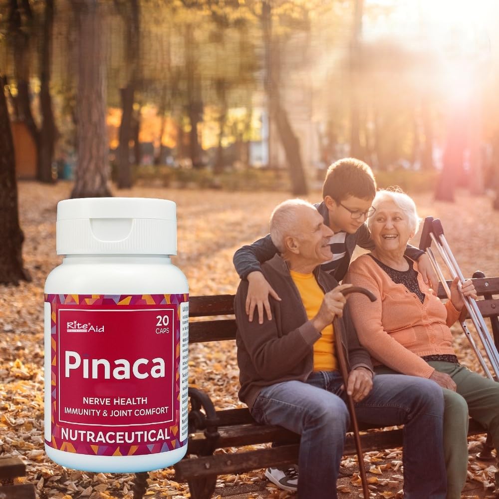 RITE AID HEALTH CARES Pinaca Nutraceutical Capsules for Nerve Health, Immunity & Joint Comfort | PEA, Alpha Lipoic Acid, Astaxanthin & Vitamin B1 | 20 Veg Capsules