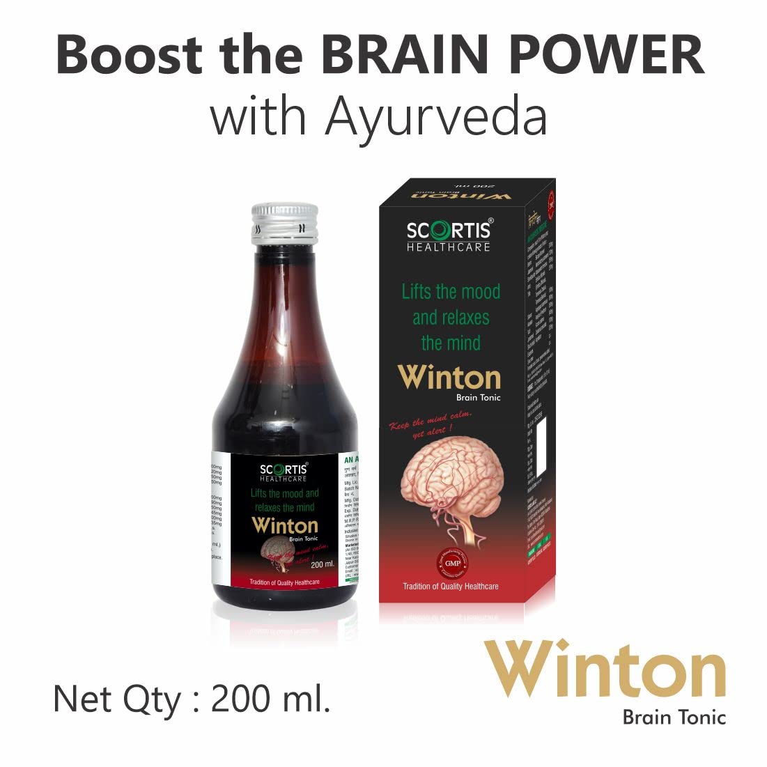 SCORTIS HEALTH CARE Ayurvedic Winton Syrup Focus + Brain Supplement & Memory Supports Focus Concentration & Alertness 200 ml Pack Of 1