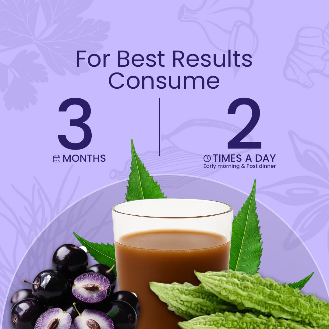 Krishna's Karela Jamun Neem Juice - 1000 ml | Blend Of Fresh Karela, Neem Juice & Jamun Seeds Ayurvedic Solution For Balancing Sugar Levels - (Pack of 2)
