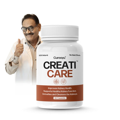 Cureayu CreatiCare™ Capsules – Herbal Supplement with Punarnava, Gokhru & Varuna | Supports Renal Wellness & Fluid Balance | 60 Veg Capsules