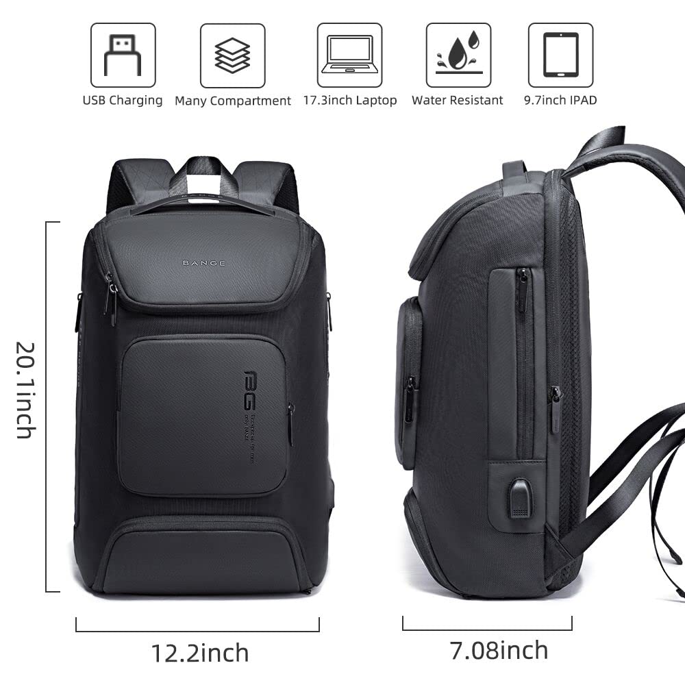 BANGE 17 Inch Laptop Backpack,Business Travelling Backpack With Usb Charger Port,Weekender Carry-On Backpack With Luggage Sleeve For Women And Men…,Black
