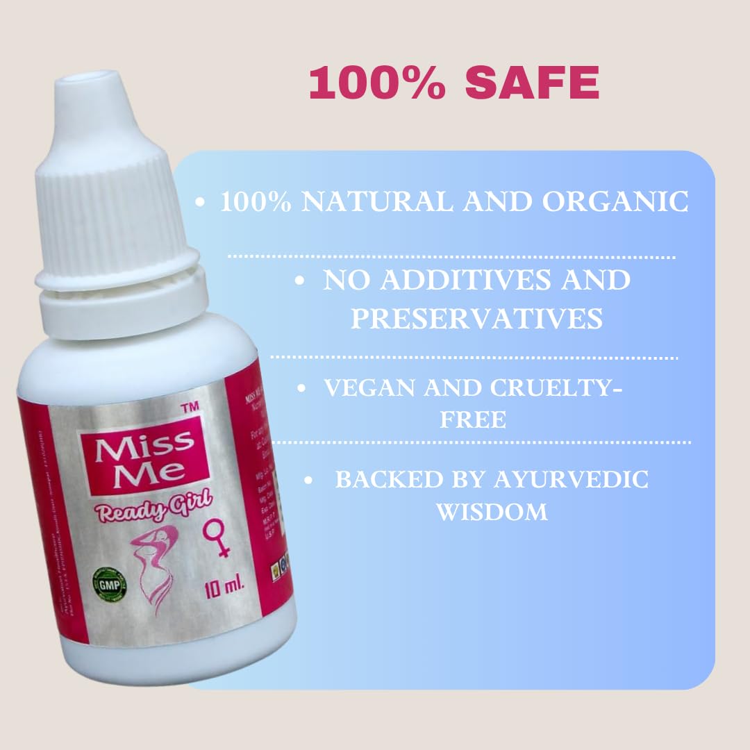 MISS ME AYURVEDIC READYGIRL DROP FOR FEMALE 10 ML COLOUR AND FLAVOUR LESS | READYMEN AYRVEDIC SHOT FOR MALE PAAN FLAVOUR 60 ML COMBO