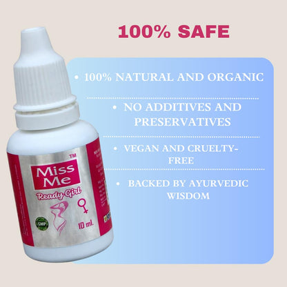MISS ME AYURVEDIC READYGIRL DROP FOR FEMALE 10 ML COLOUR AND FLAVOUR LESS | READYMEN AYRVEDIC SHOT FOR MALE PAAN FLAVOUR 60 ML COMBO