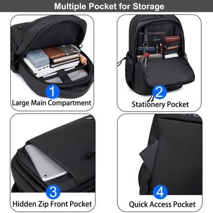 Arctic Hunter Backpack for Men Women 21L Stylish 15.6" Laptop Bag One-Day-Use Capacity Casual Laptop Backpack Multi-pockets Water-resistant Lightweight Padded Backpack for Office College,Black