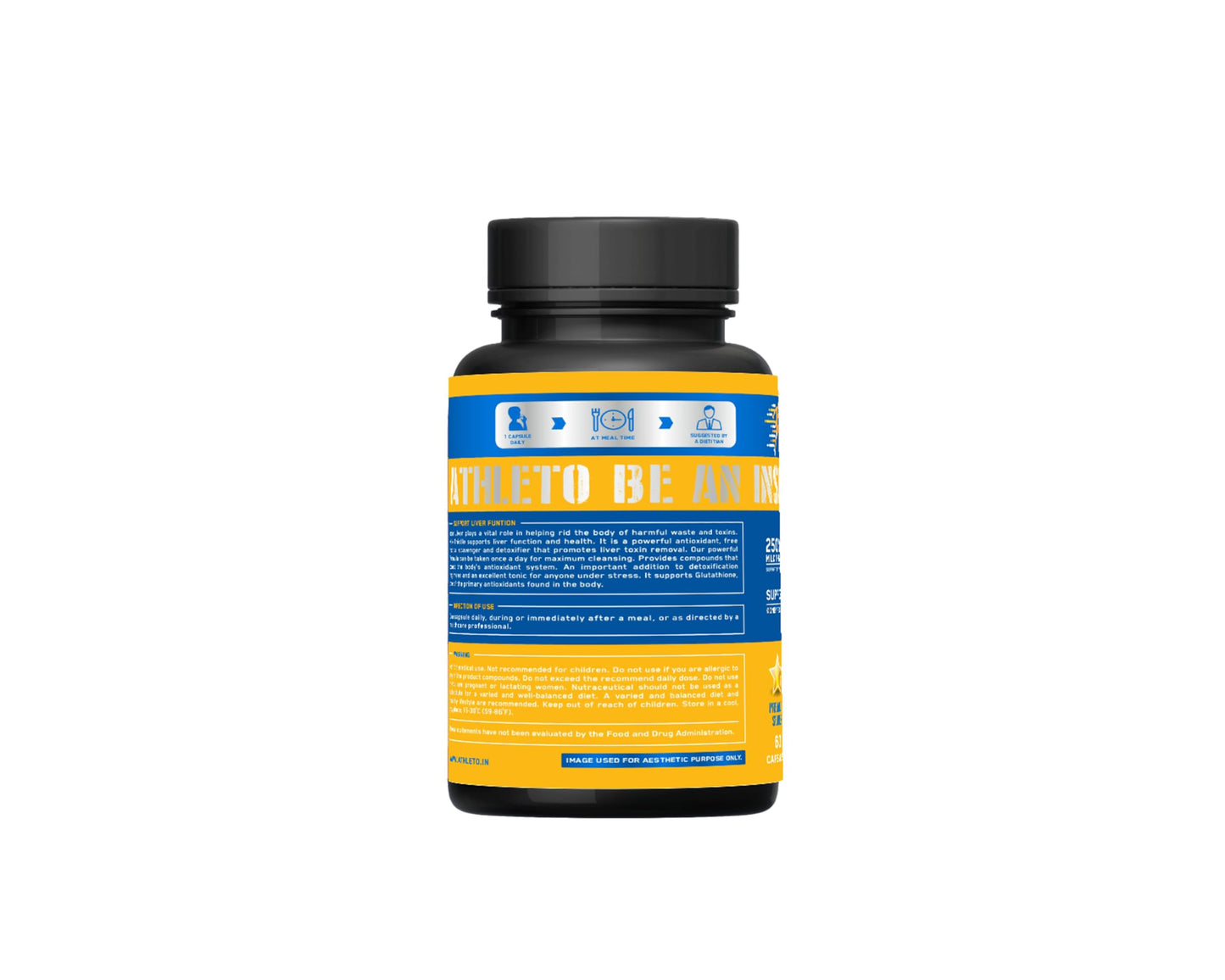 Athleto Milk Thistle 250mg | Liver Support Supplement | Helps Detox, Boosts Digestion, Lowers Cholesterol & Supports Liver Health | 60 Vegetarian Capsules