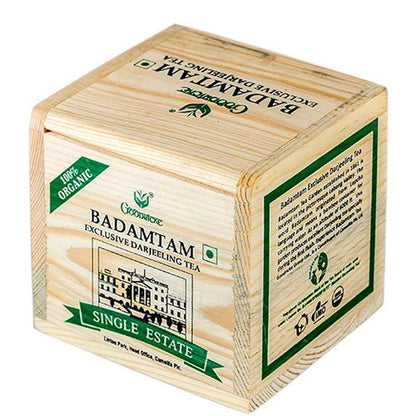 Goodricke Badamtam Darjeeling Tea 100g | Premium Whole Leaf Black Tea | Single Estate | Peach Muscate is a Tste Note| It Comes in Wooden Chestlet| Natural Sweet Aftertaste